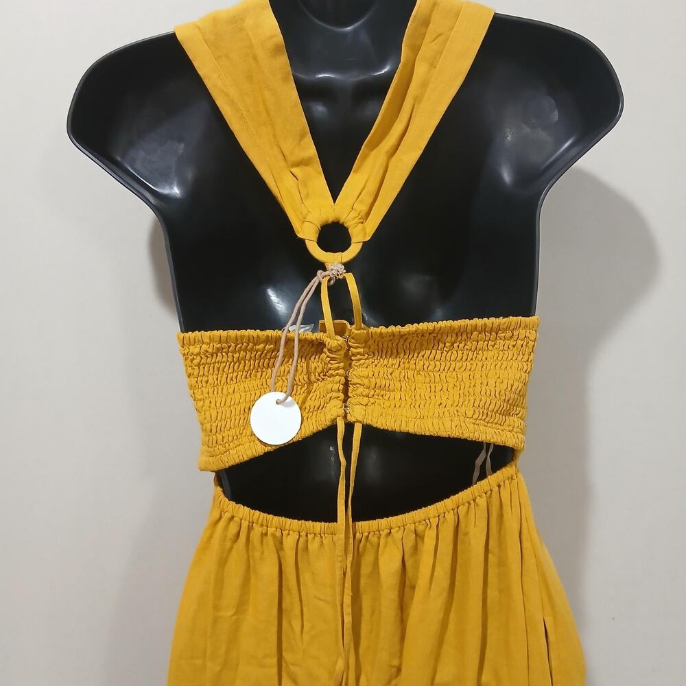 Cleobella Dress Womens Extra Small Aurelia Maxi Yellow Maxi Halter NWT Revolve - Picture 3 of 9